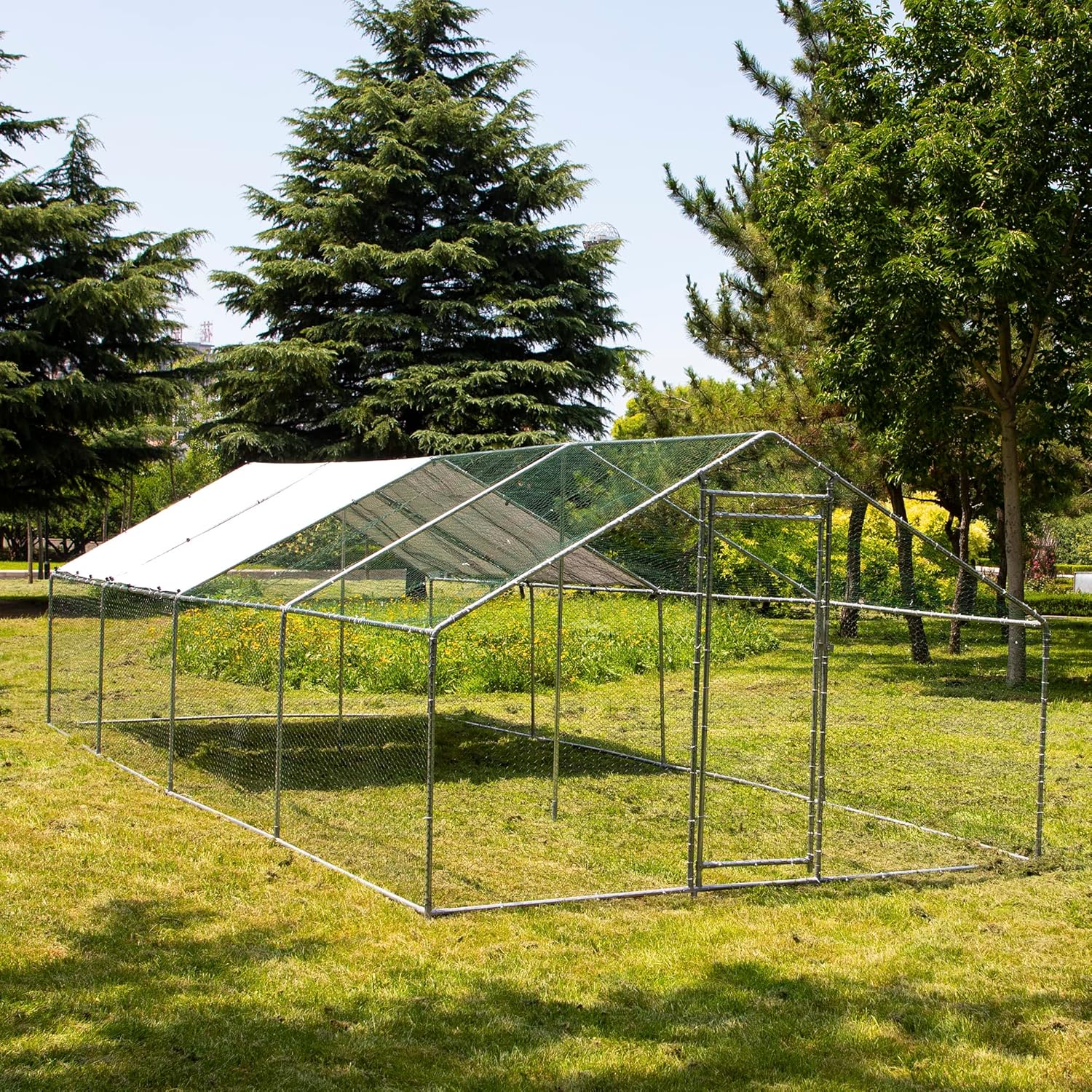 IchbinGo Large Metal Chicken Coop with Waterproof Anti-UV Cover for Outdoor Backyard Farm P206