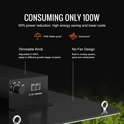 VEVOR LED Grow Light 200W Full Spectrum Dimmable for Indoor Plants X2887