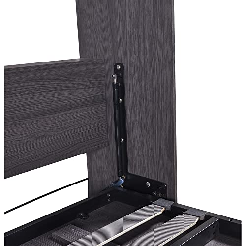 Queen Size Murphy Bed with Shelf, Wooden Wall Bed with Desk, White X891087