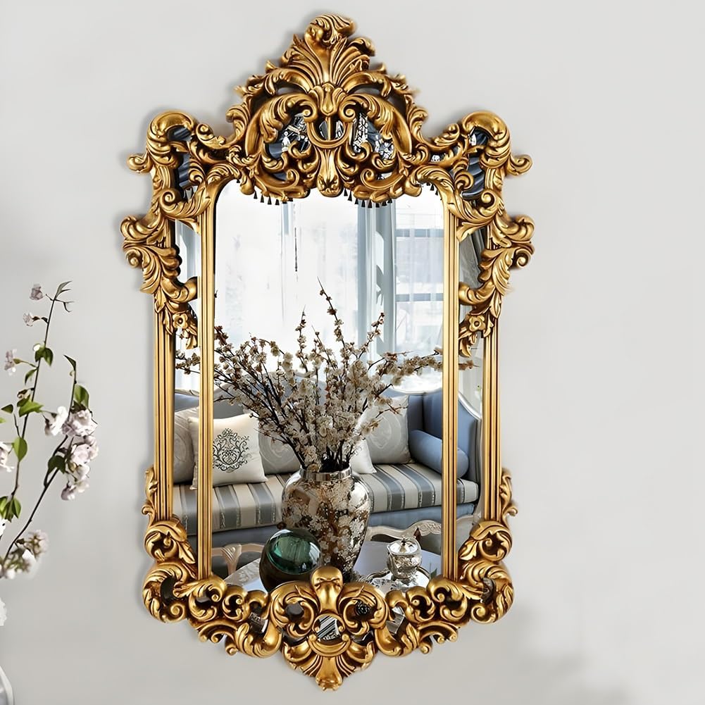 SOYDAN Antique Ornate Gold Wall Mirror with Resin Frame H8264