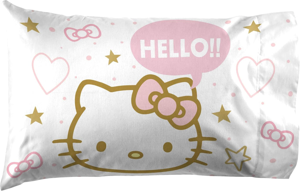Hello Kitty Twin Size Sheet Set - 3 Piece Microfiber Bedding with Reversible Pillow Covers Y868097