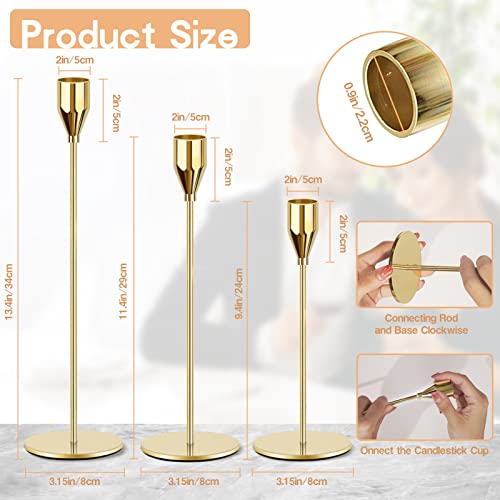 FODIENS Gold Metal Candle Holders for Taper Candles, Set of 12 S285094