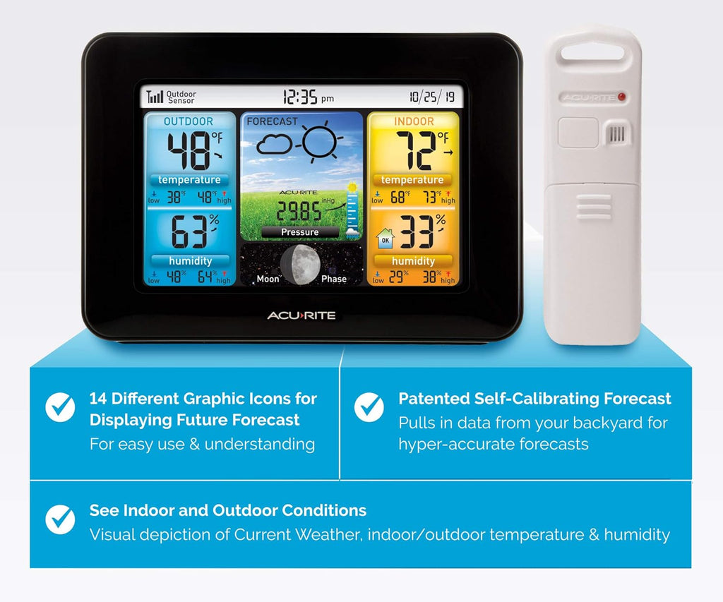 AcuRite Home Weather Station with Indoor Outdoor Thermometer and Solar Radiation Shield I9373