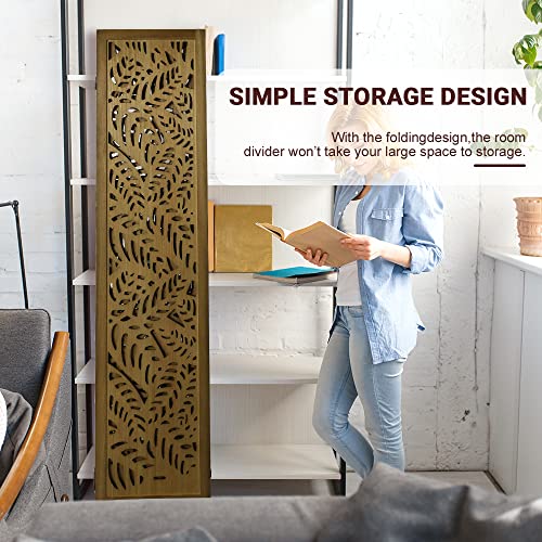 ECOMEX 6 Panel Freestanding Folding Room Divider, Brown F40949