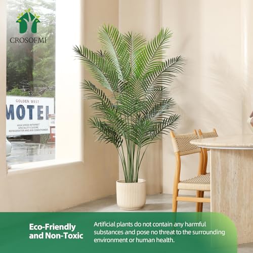 CROSOFMI Artificial Areca Palm Plant 6Ft Fake Tropical Tree in Pot H2353