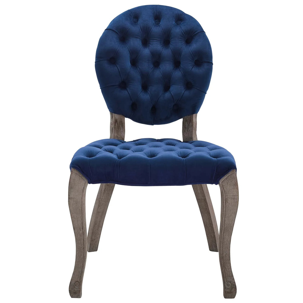 Navy Blue Velvet Vintage Side Chair with Wood Frame D4348