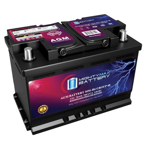 Mighty Max Battery MM-H5 Start and Stop Car BCI Group Size 47 12V 60 AH, 100RC, 680 CCA Rechargeable AGM Car battery