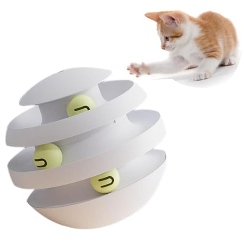 3 Tier Tower Cat Turntable Tumbler Toy Cat Toys Cat Ball Toy Tumbler Circular Track with Moving Balls for Stimulating Kitty Senses & Hunting Instincts(deep Blue)