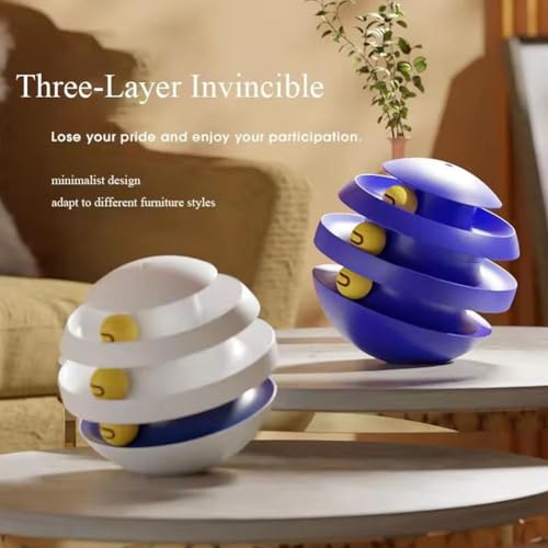 3 Tier Cat Turntable Toy with Moving Balls (Deep Blue) W926