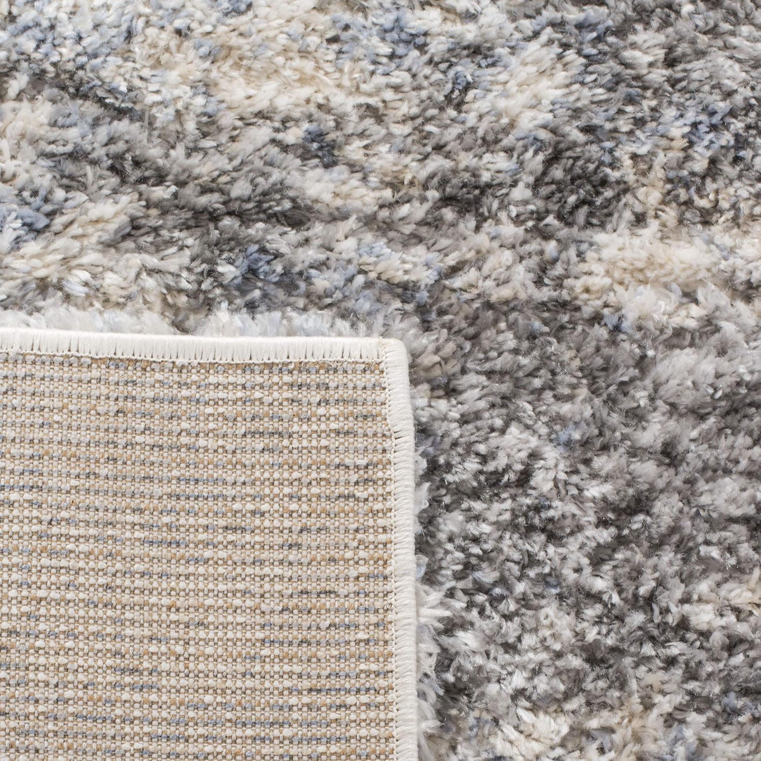 SAFAVIEH Berber Shag Runner Rug 2' x 22' Grey / Cream Q923850