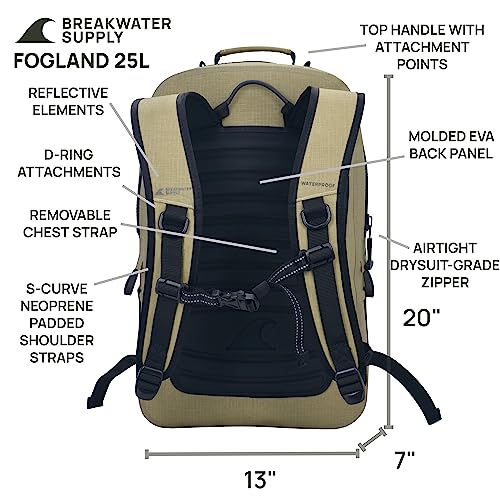 Breakwater Supply™ Waterproof Submersible Backpack Laptop Bag 25L Q27744