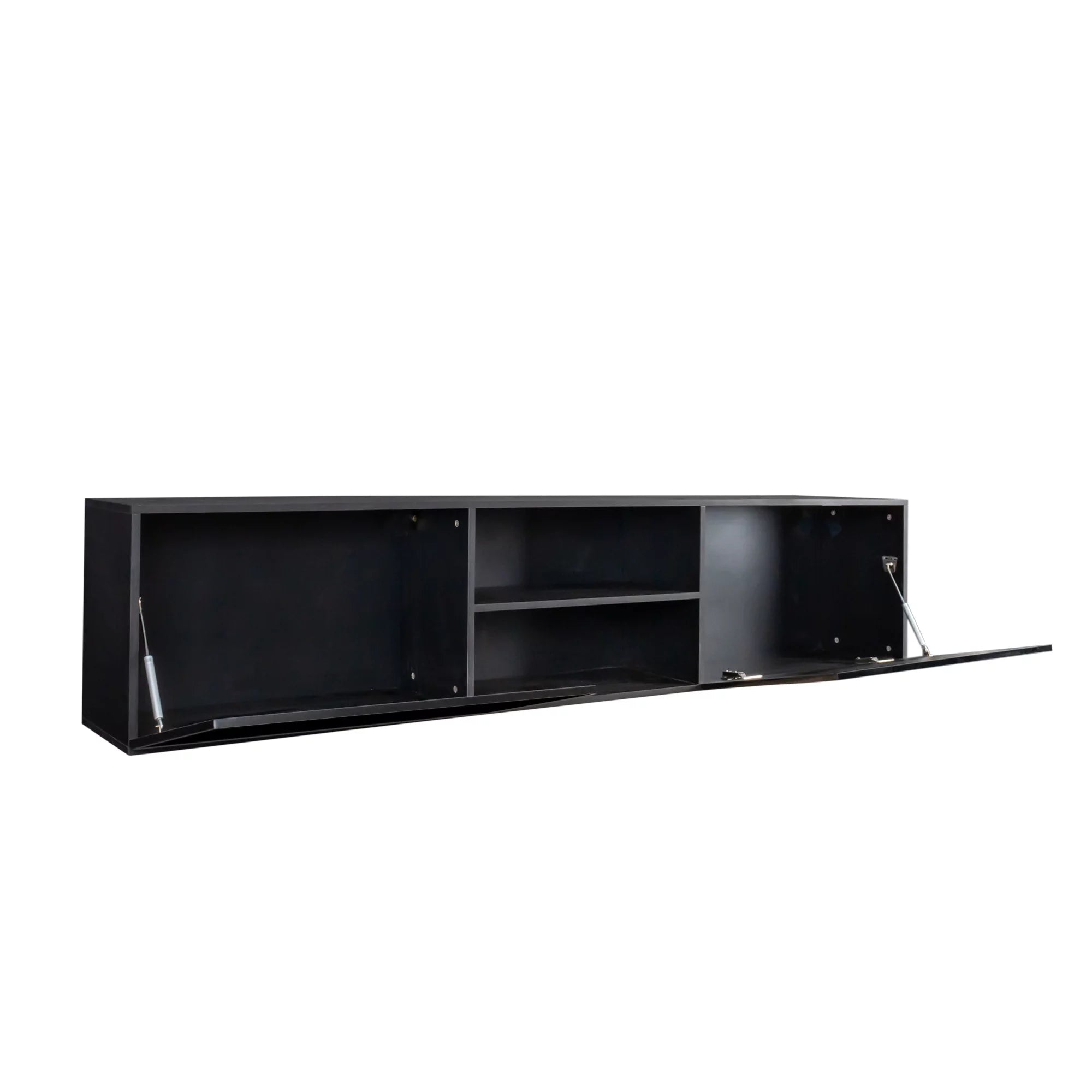 Floating TV Stand with Shelf and Clamshell Doors, High Gloss B46123