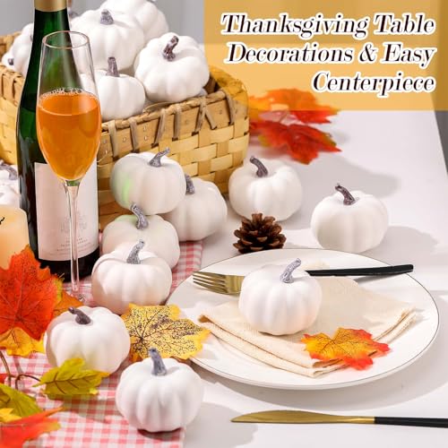 Liliful 50 Pcs 3.15 Inch Artificial Foam Pumpkins for Fall Halloween Decor D78141