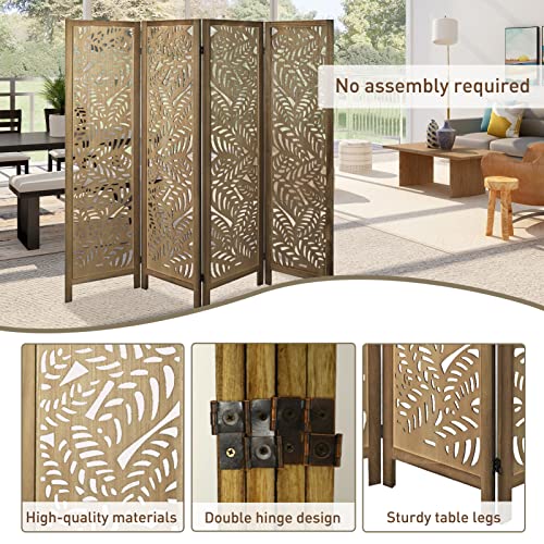 ECOMEX 6 Panel Freestanding Folding Room Divider, Brown F40949