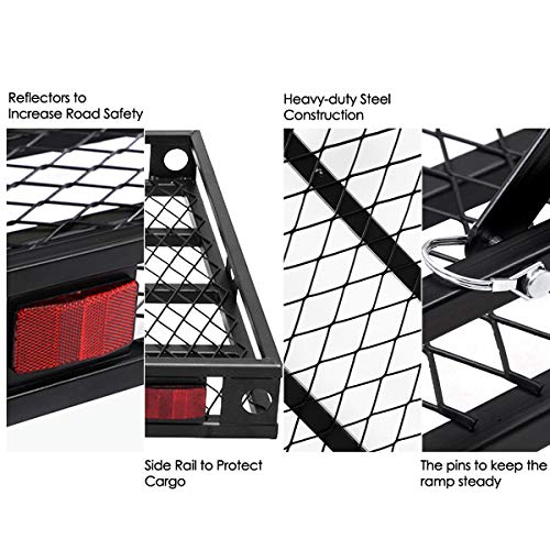 IRONMAX Hitch Cargo Carrier with Ramp, Heavy Duty Folding, 500LBS Capacity E7208