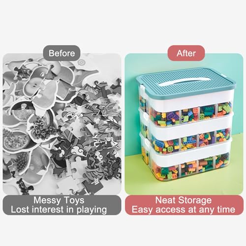 Toys Organizer Storage Case with Lids for Lego Building Blocks J32151