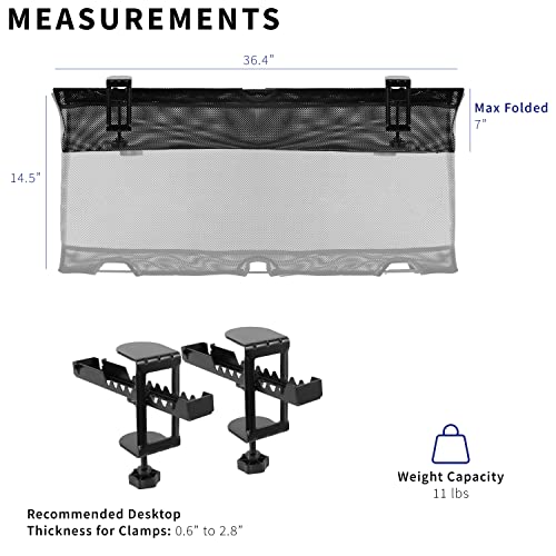 VIVO Mesh 44 Inch Clamp-on Under Desk Cable Net, Black J24046