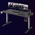 Best Gaming Desk with LED Lights,Gaming PC Desk,Large Gaming desks,PC Laptop Gamer Table Workstation with Cup Holder,Headphone Hook,Black
