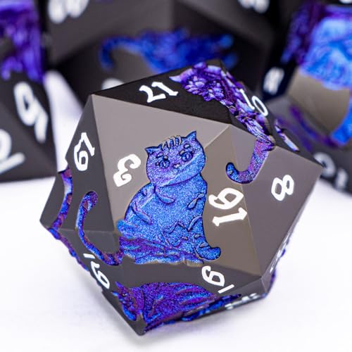 Metal DND Cat Dice 7PCS Polyhedral RPG Dice Set with Gift Case B373640