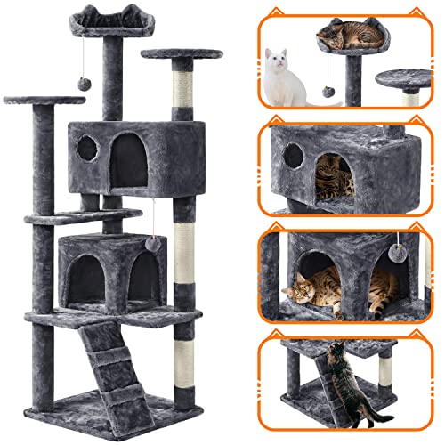 Yaheetech 54in Cat Tree Tower Condo Furniture with Scratch Post Y196