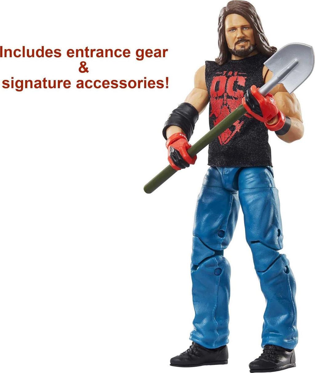 Mattel AJ Styles WrestleMania Elite Collection Action Figure with Build-A-Figure Pieces, 6-in Posable Collectible Z36504