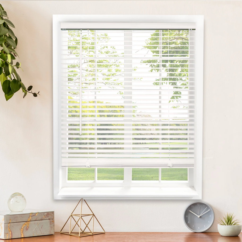 CHICOLOGY Cordless 1-Inch Vinyl Mini Blinds, Gloss White, Room Darkening, 70"W x 48"H F935850