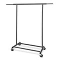 59" H Simple Portable Standard Black Rolling Clothing Garment Rack, Metal Freestanding Hanging Clothes Organizer with Lockable Wheels for Dorm Bedroom Home Balcony