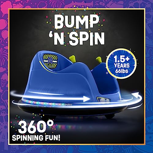 Flybar FunPark 6V Bumper Car for Toddlers, Ages 1.5-4 Years, LED Lights, 360 Degree Spin R698