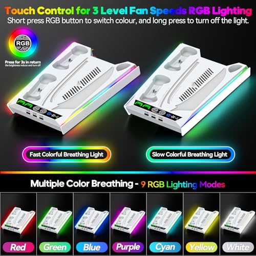 PS5 Stand with Cooling & Charging Station for Disc & Digital Console U78876