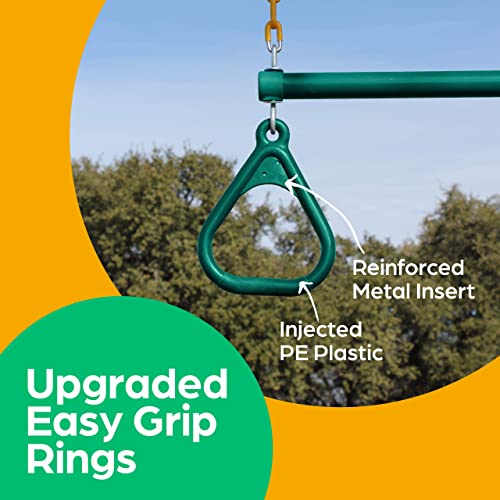 Jungle Gym Kingdom Swing Set with Monkey Bars & Trapeze Bar, Outdoor Play Equipment, Blue N7930