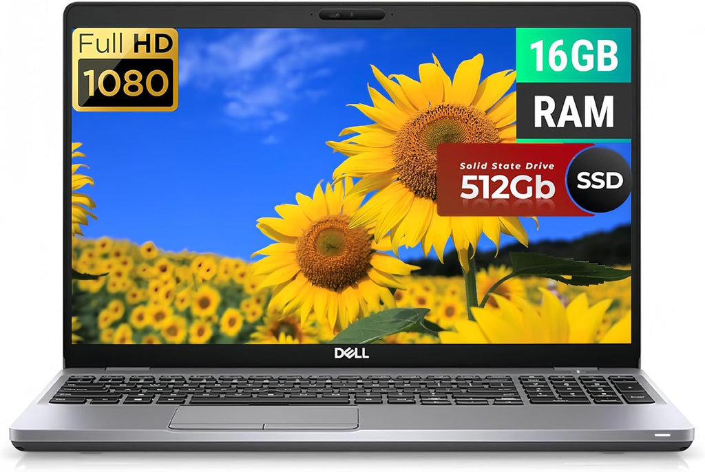 Dell Latitude 5510 Business Laptop, 15.6" FHD 1920 x 1080, Intel Core i5-10210U 1.7GHz, 16GB DDR4 RAM, 512GB SSD, Wi-Fi, Bluetooth, Camera, Windows 10 Pro 64-bit (Renewed)