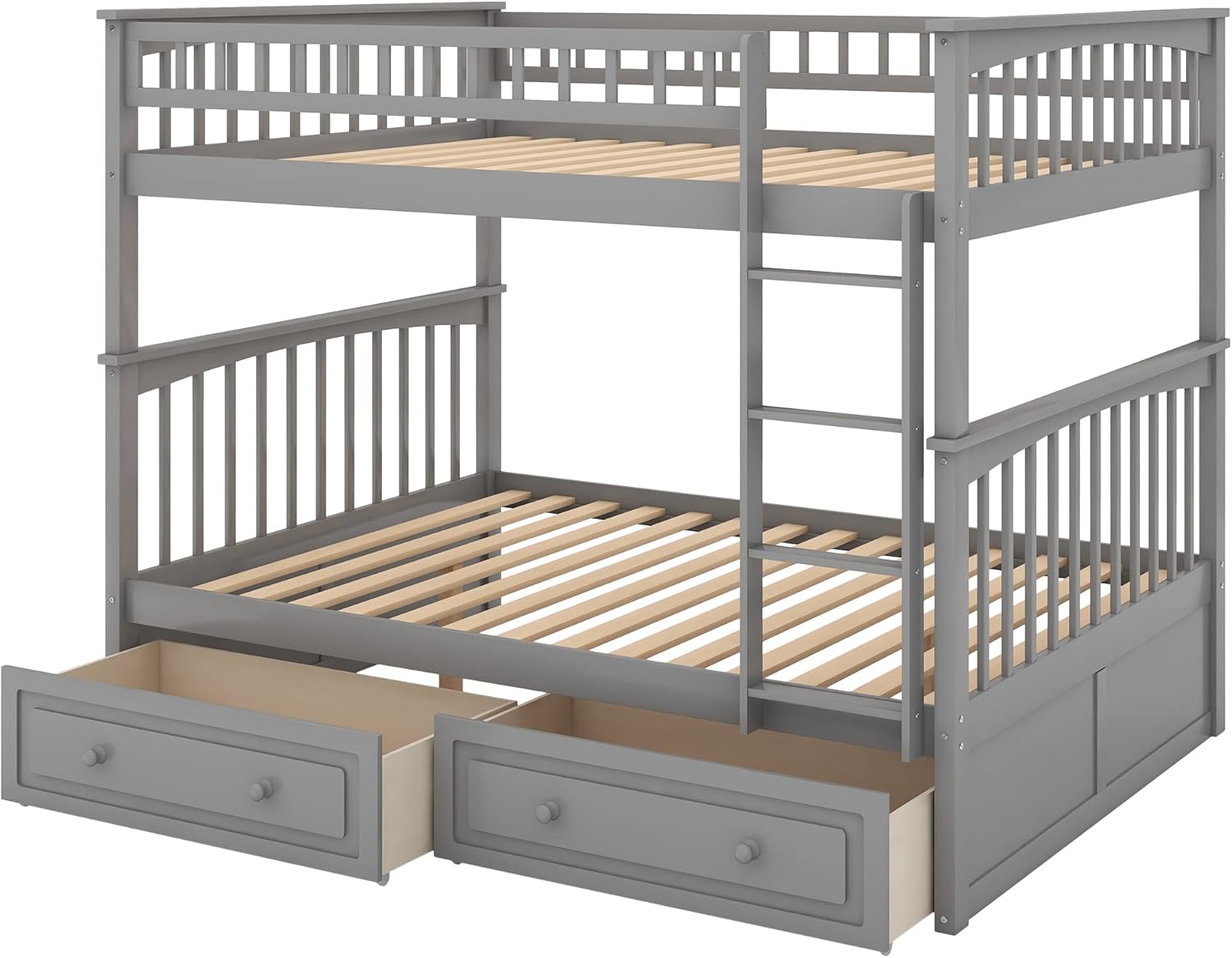 Full Over Full Bunk Bed with Drawers, Gray M976644