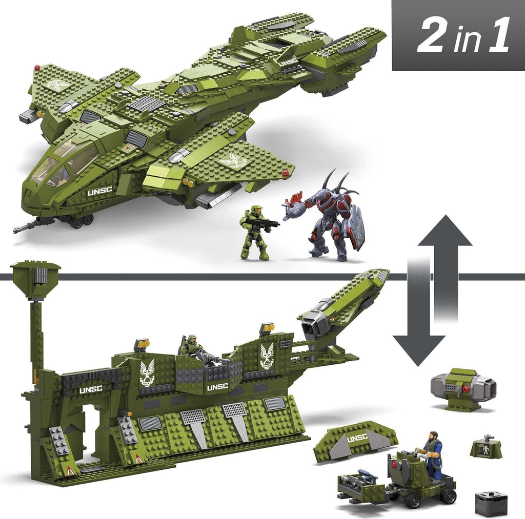 MEGA Halo Pelican Inbound Vehicle Building Set, 2024 Pieces, 3 Micro Figures H622