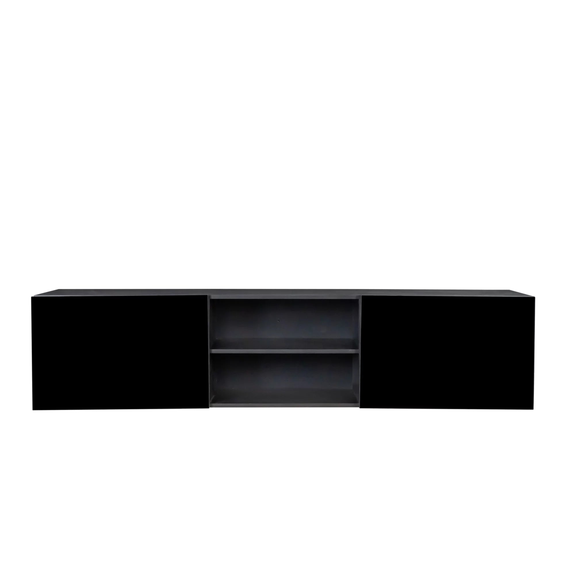 Floating TV Stand with Shelf and Clamshell Doors, High Gloss B46123