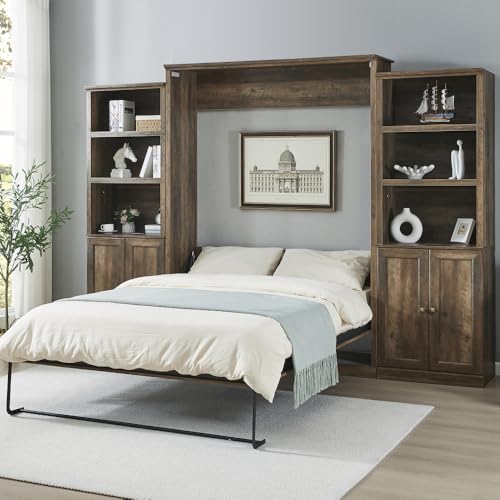 Wood Murphy Bed Cabinet Space-Saving Wall Bed for Apartments and Home Office R16535