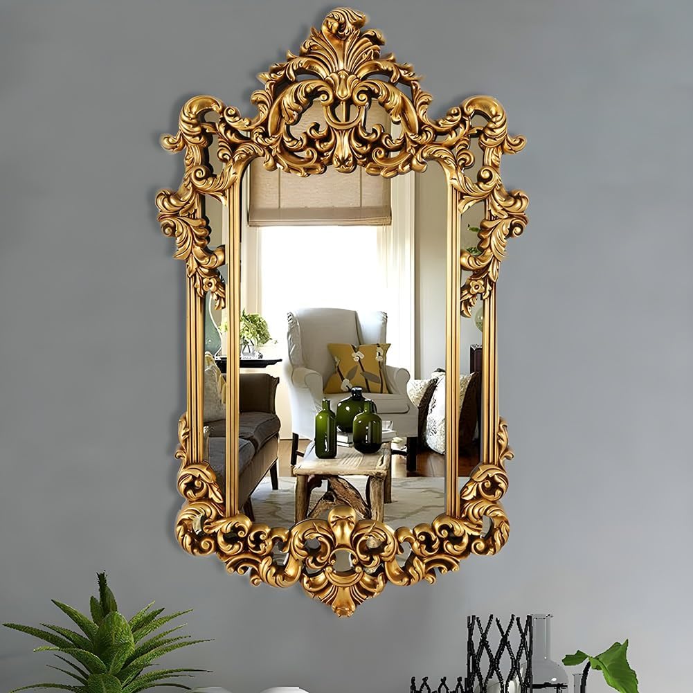 SOYDAN Antique Ornate Gold Wall Mirror with Resin Frame H8264