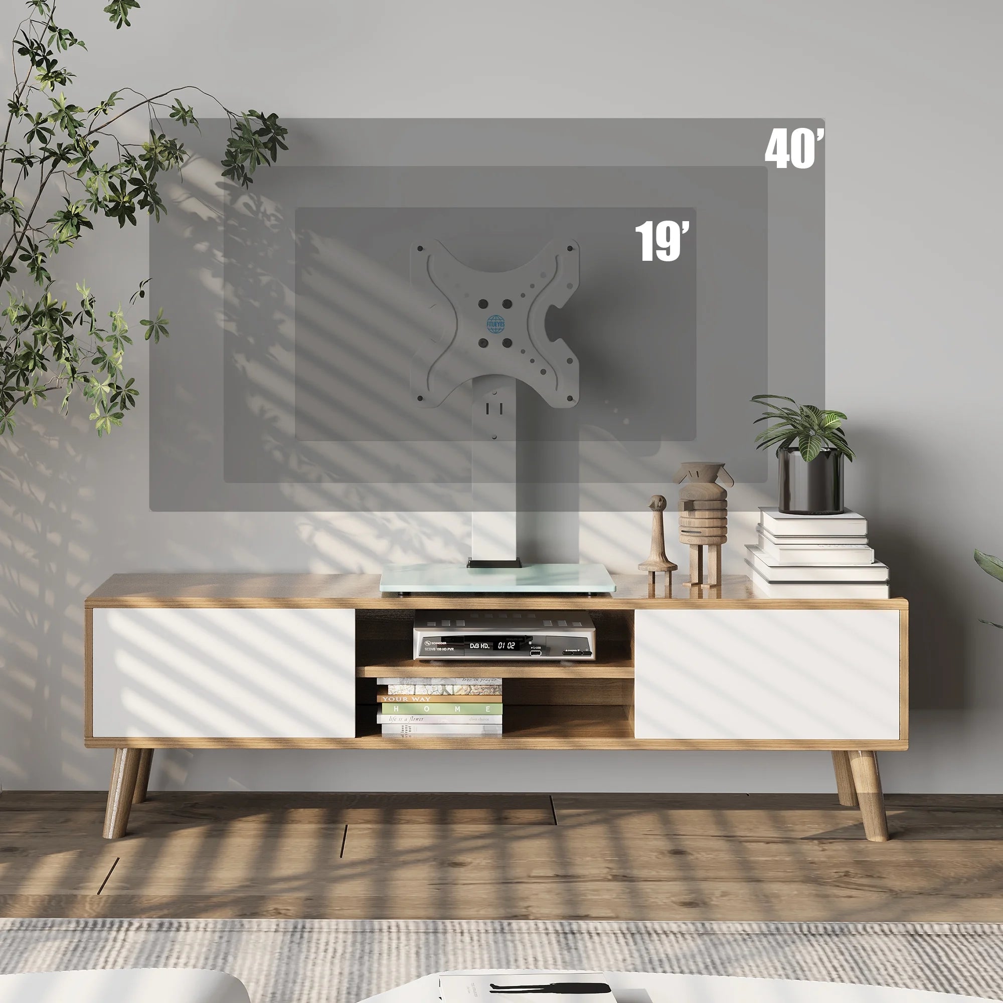 FITUEYES Universal TV Stand Tabletop TV Base with Swivel Mount, White H66685