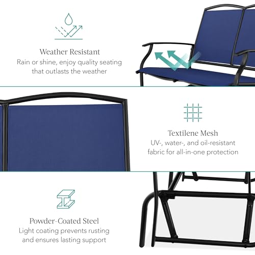 Best Choice Products 2-Person Outdoor Patio Swing Glider Bench with Textilene Fabric, Steel Frame P418487
