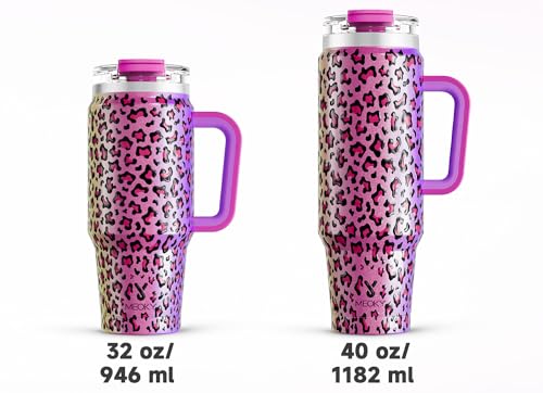 Meoky 40 oz Insulated Tumbler with Handle and Straw, Stainless Steel, Leak Proof W100