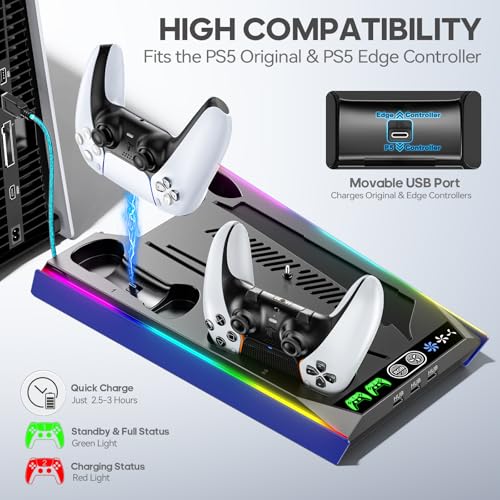 PS5 Stand with Cooling & Charging Station for Disc & Digital Console U78876