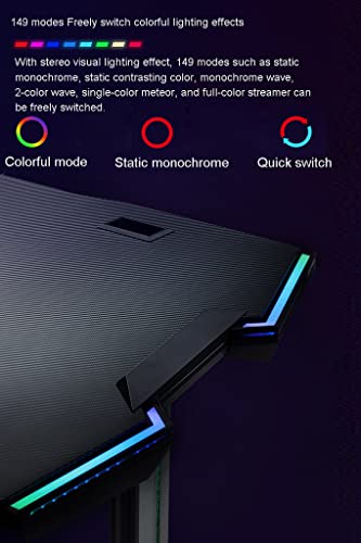 Gaming Desk with LED Lights and Cup Holder, Black E4531