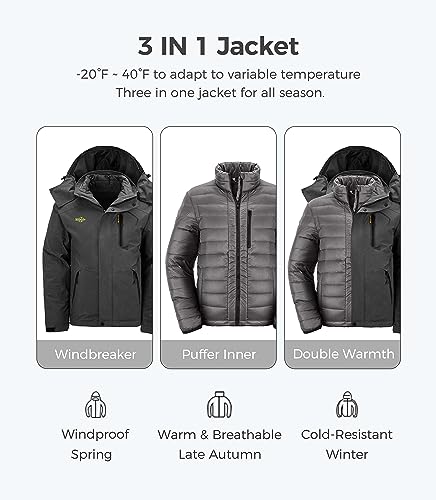 wantdo Men's Warm Winter Down Jacket Hooded Waterproof Snowboarding Coat K651327