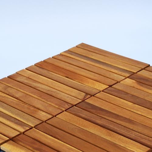 Interlocking Acacia Wood Deck Tiles 12"x12" (10PCS) for Indoor Outdoor Patio A2520
