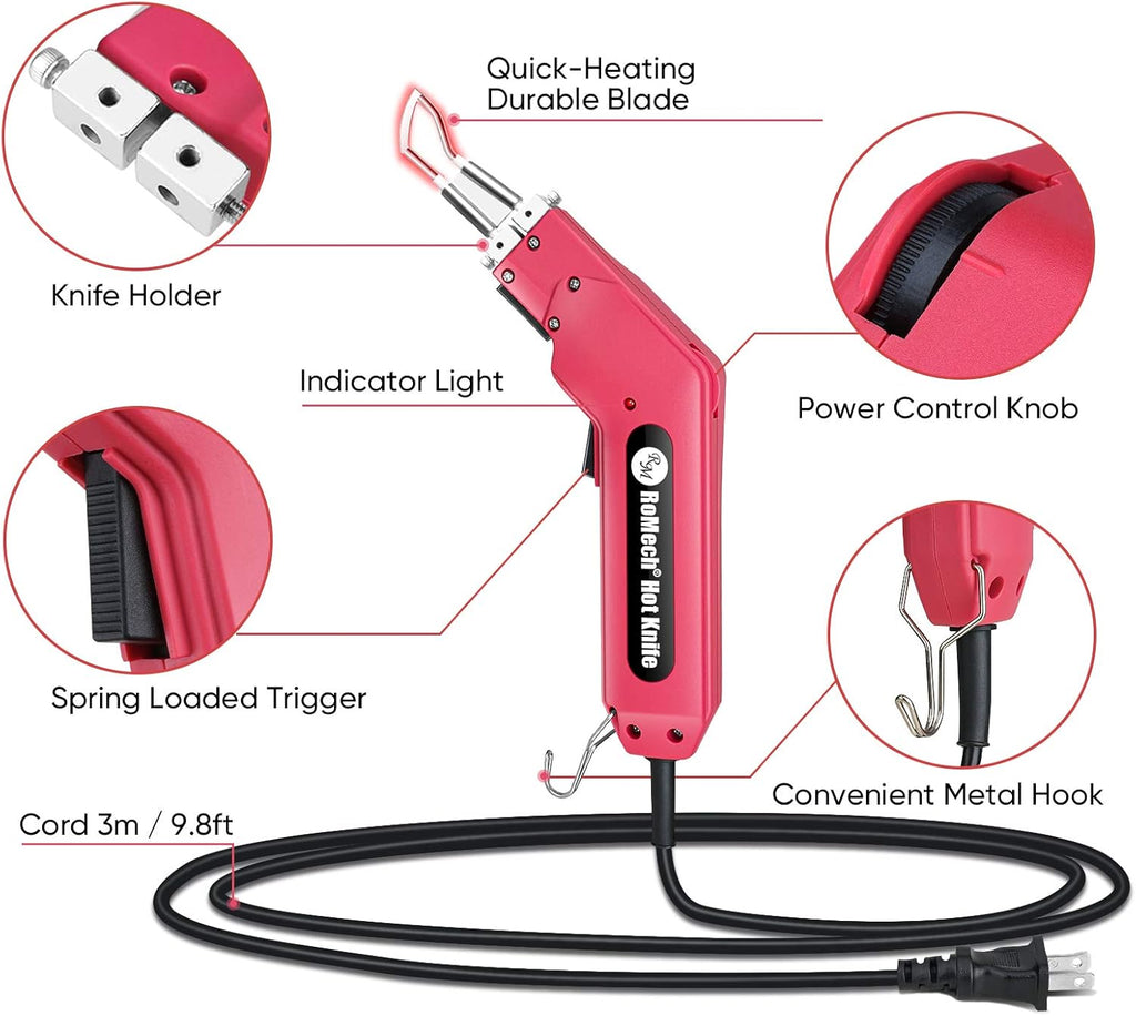 ROMECH Pro Electric Hot Knife Rope Cutter Fabric Cutter with Replacement R Blade S811