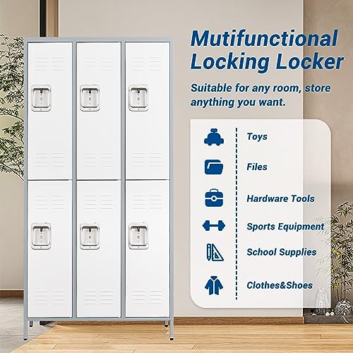 72" 3-Door Steel Storage Locker for Office, School, Gym W3483