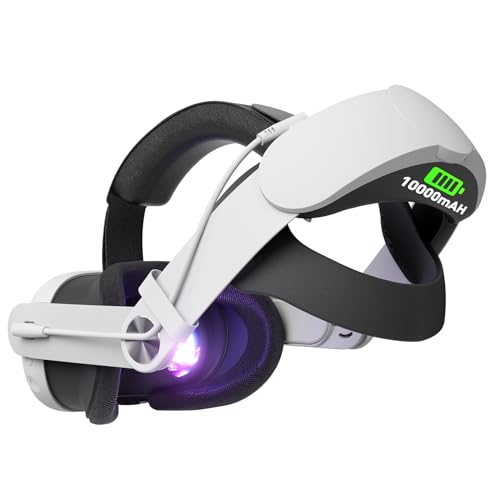 Battery Head Strap for Meta Quest 3, 10000 mAh Rechargable Headstrap to Extend Playtime and Comfort for VR Headset Elite Strap Replacement Compatible with Oculus Quest 3 Accessories