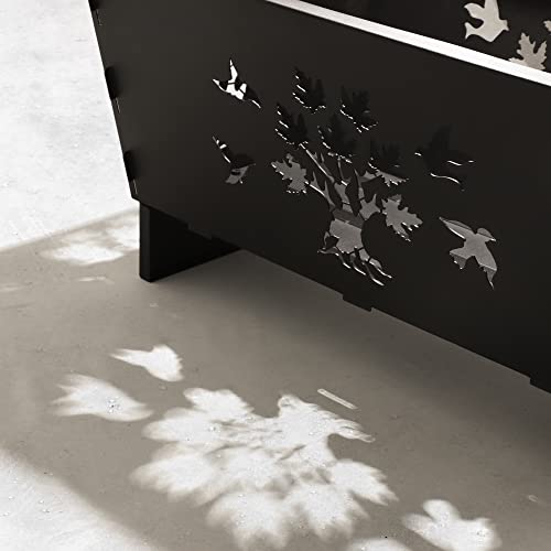 28 Inch Rectangle Cast Iron Fire Pit for Patio with Fire Poker and Metal Grate N429194