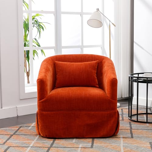 Swivel Accent Armchair with Skirt, Blue W1224