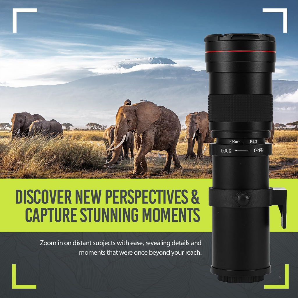 High-Power 420-1600mm f/8.3 Manual Telephoto Zoom Lens for Canon EOS Cameras D861445