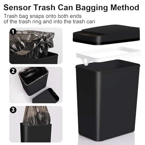 Touchless Electric Bathroom Trash Can with Lid, 5 Gallon, White V363